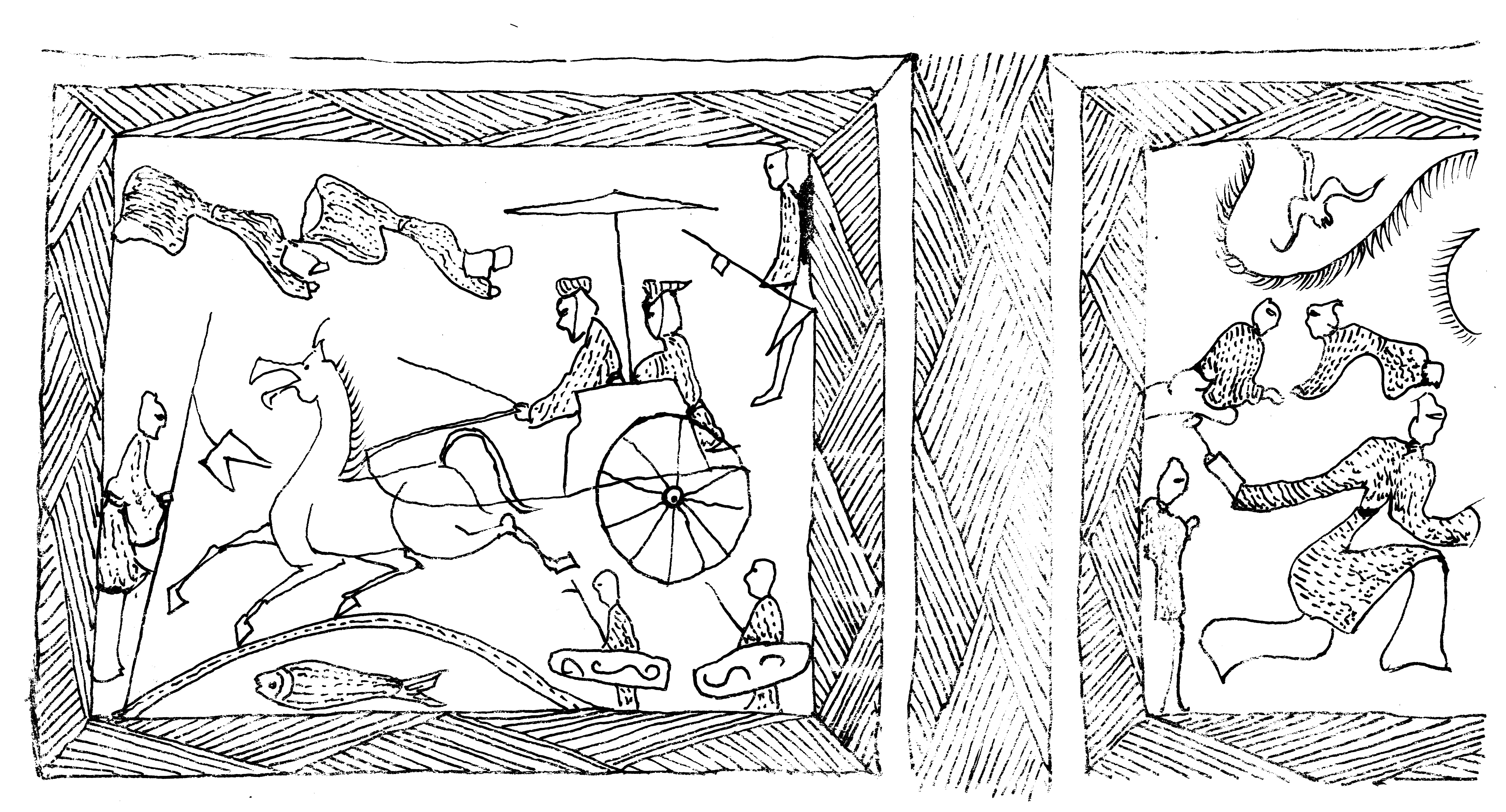 圖1：山東鄒城臥虎山M3石槨畫像線描圖